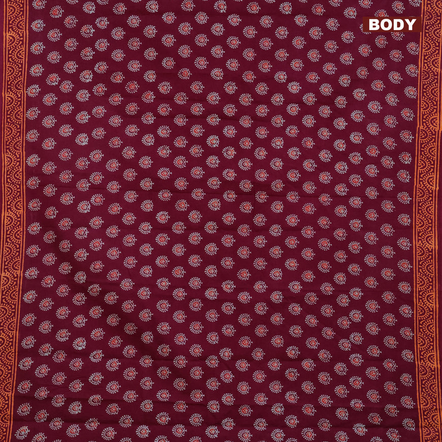 Jaipur cotton saree maroon with allover butta prints and printed border