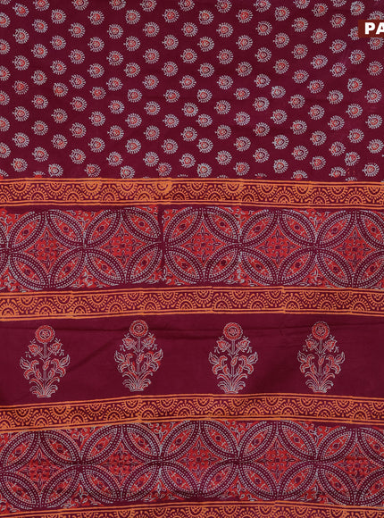 Jaipur cotton saree maroon with allover butta prints and printed border