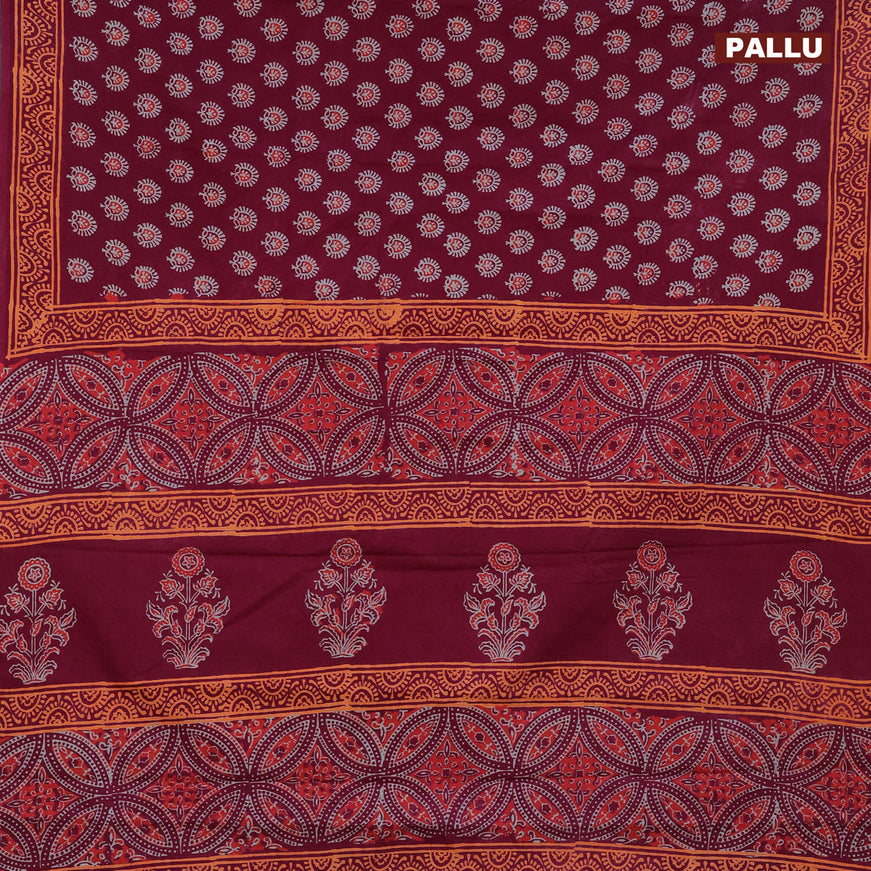 Jaipur cotton saree maroon with allover butta prints and printed border