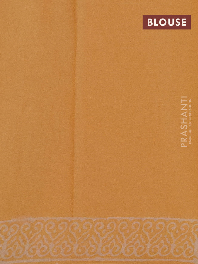 Jaipur cotton saree pale orange with allover paisley prints and printed border