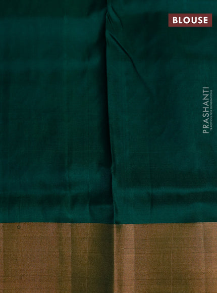 Pure uppada silk saree dual shade of greyish green and green with silver & gold zari woven buttas and zari woven border