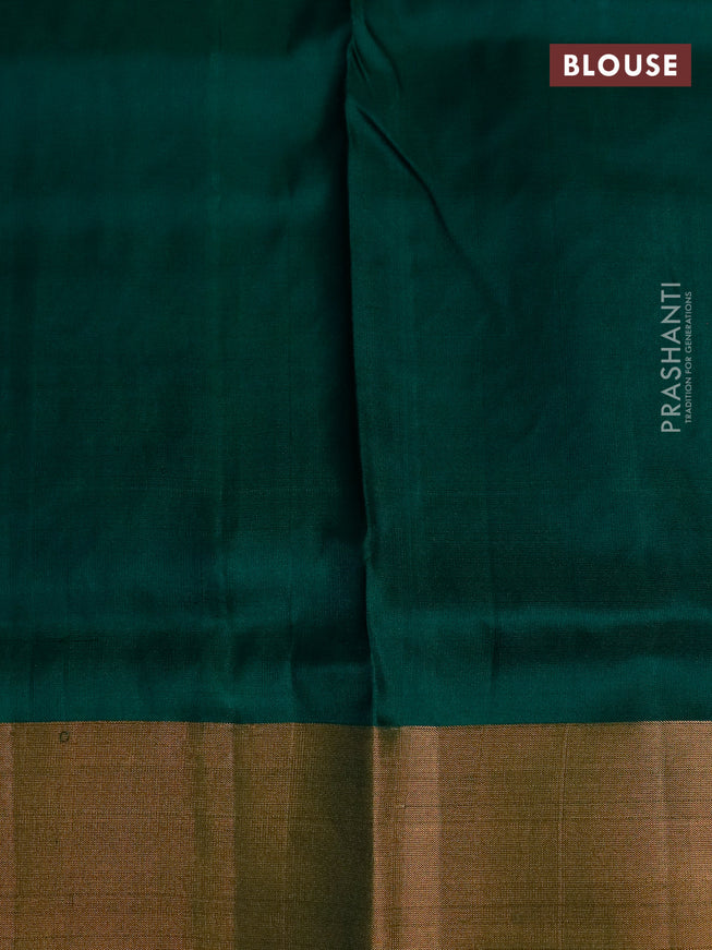 Pure uppada silk saree dual shade of greyish green and green with silver & gold zari woven buttas and zari woven border