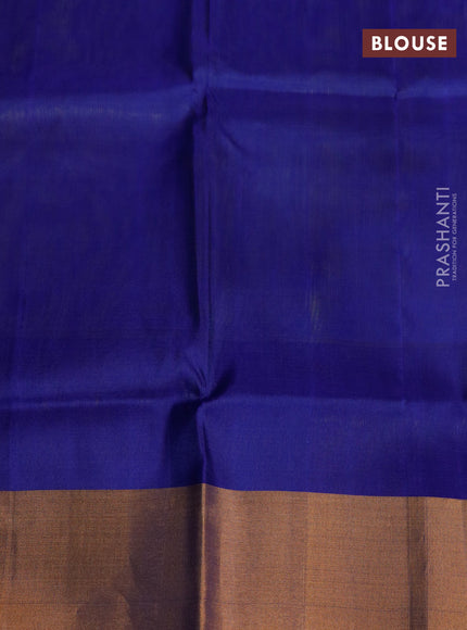 Pure uppada silk saree light green and blue with allover silver & gold zari woven buttas and zari woven border