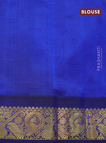 Silk cotton saree pink and blue with allover kalamkari prints and zari woven korvai border