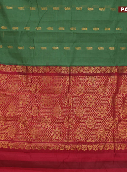 Gadwal cotton saree green shae and pink with zari woven buttas and zari woven border