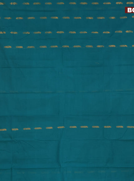 Gadwal cotton saree teal green and dark pink with zari woven buttas and zari woven border