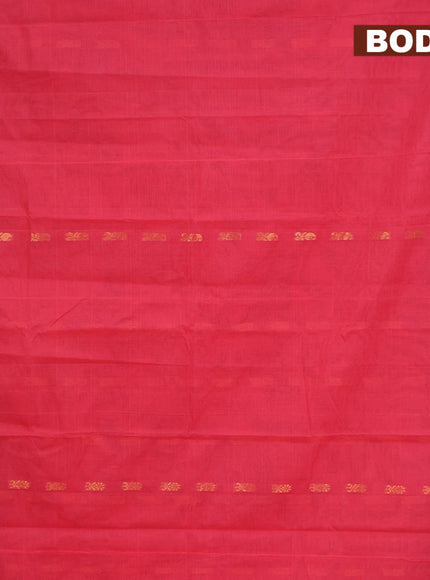 Gadwal cotton saree pink and blue with zari woven buttas and temple design zari woven border