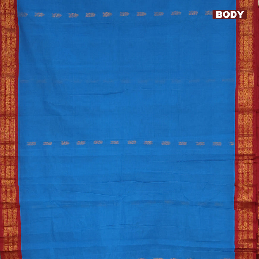 Gadwal cotton saree cs blue and maroon with zari woven buttas and zari woven border