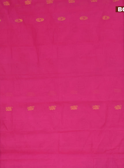 Gadwal cotton saree pink and blue with zari woven buttas and temple design zari woven border