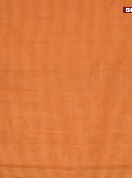 Gadwal cotton saree orange and blue with allover checked pattern and zari woven border