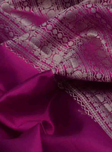 Chiniya silk saree pink with silver zari woven buttas and zari woven butta border