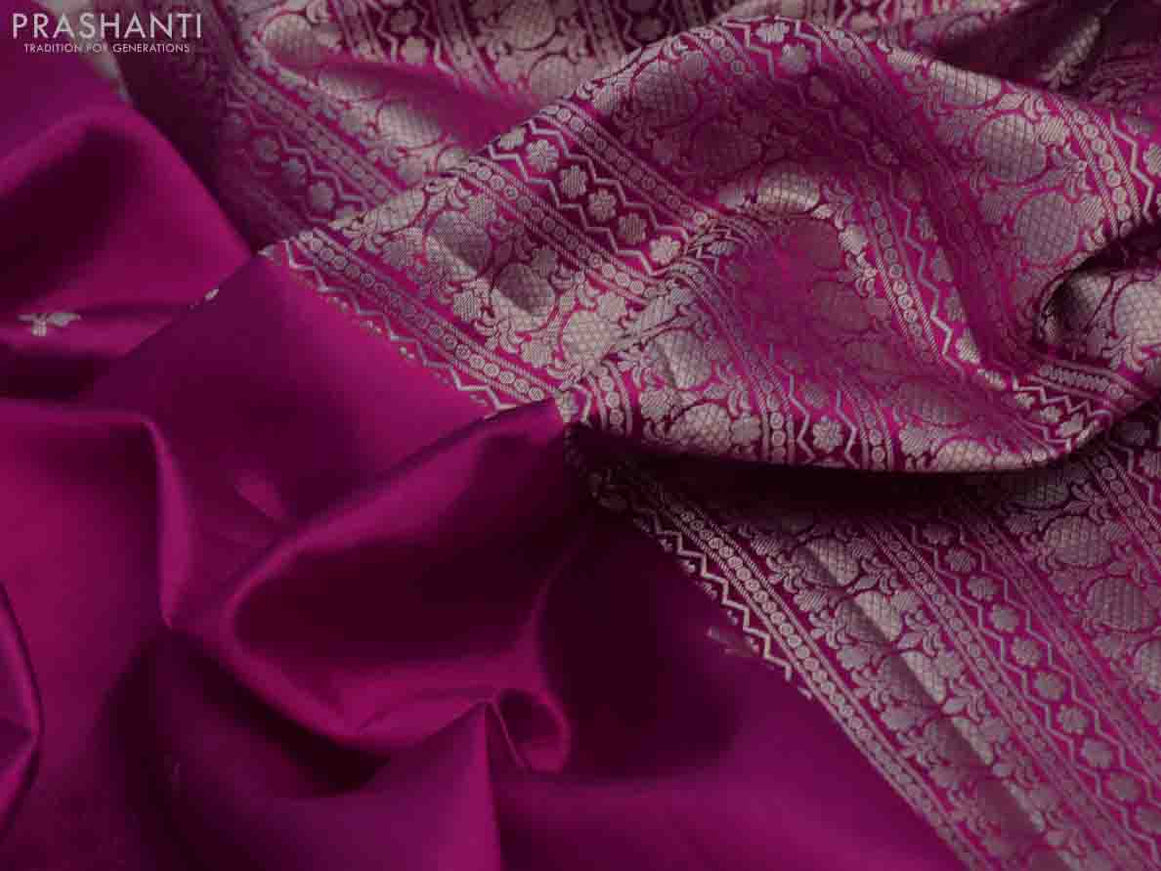 Chiniya silk saree pink with silver zari woven buttas and zari woven butta border