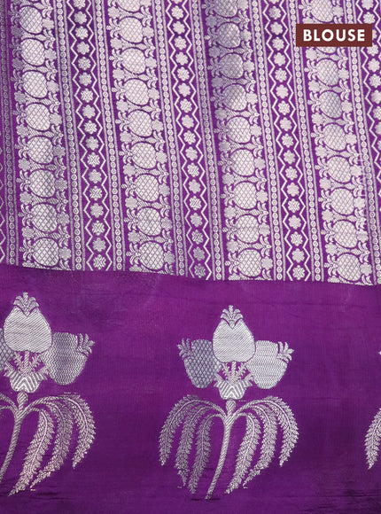 Chiniya silk saree pink with silver zari woven buttas and zari woven butta border