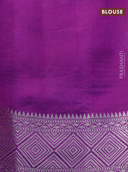 Chiniya silk saree pink with allover silver zari checks & weaves and silver zari woven border