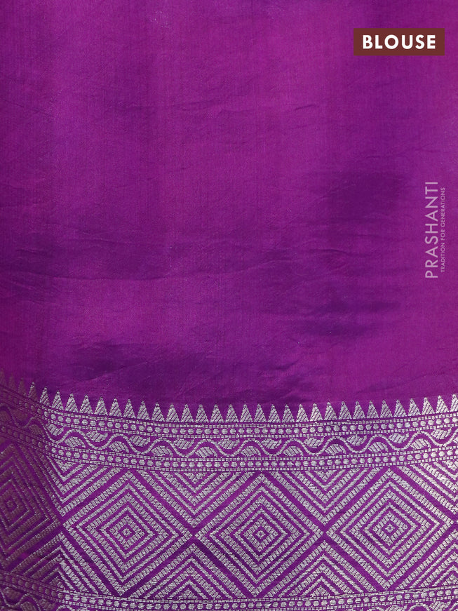 Chiniya silk saree pink with allover silver zari checks & weaves and silver zari woven border