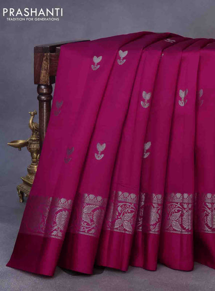 Chiniya silk saree pink with zari woven buttas and zari woven simple border