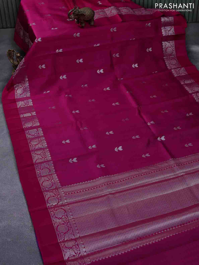 Chiniya silk saree pink with zari woven buttas and zari woven simple border