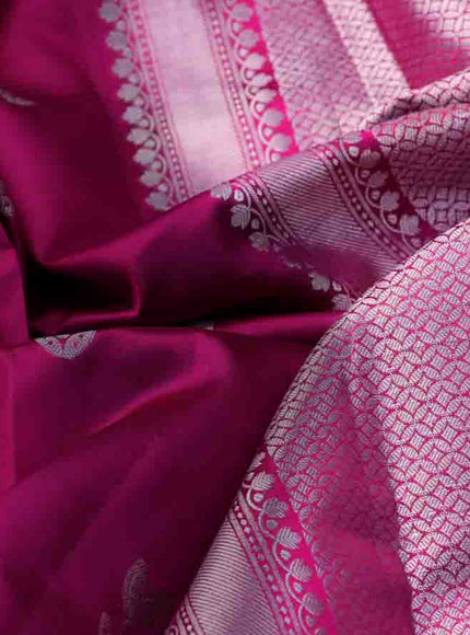 Chiniya silk saree pink with zari woven buttas and zari woven simple border