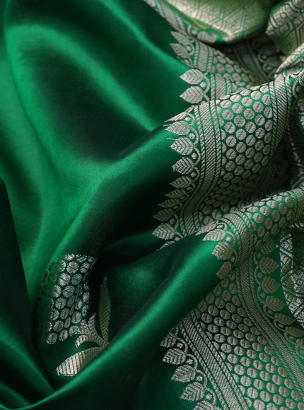 Chiniya silk saree green with zari woven floral buttas and zari woven border