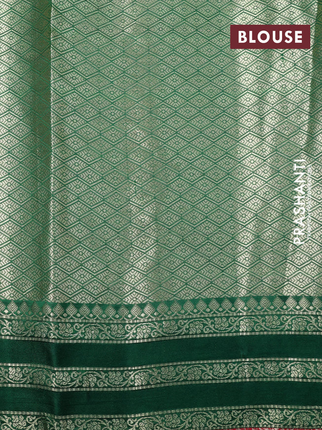 Chiniya silk saree red with zari woven floral buttas and zari woven border