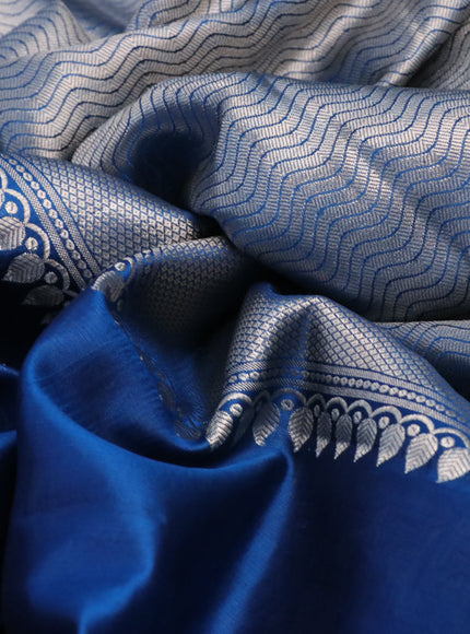 Chiniya silk saree cs blue with zari woven buttas and zari woven simple border