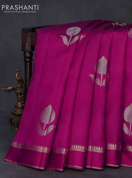 Chiniya silk saree pink with zari woven buttas and zari woven simple border