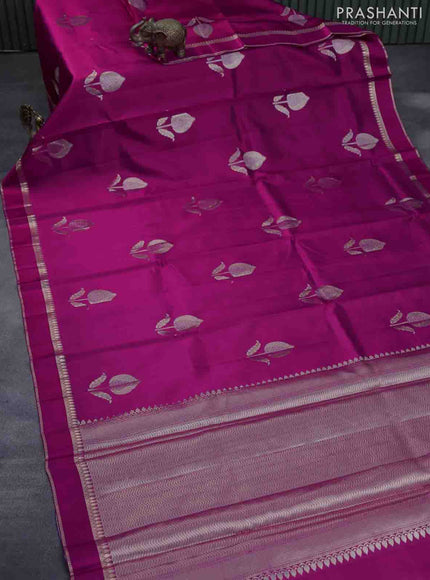 Chiniya silk saree pink with zari woven buttas and zari woven simple border