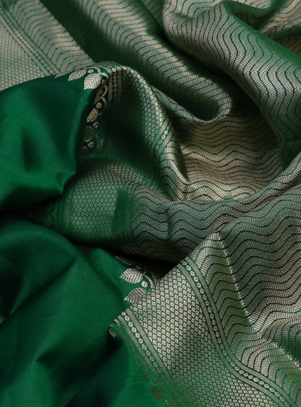 Chiniya silk saree green with zari woven buttas and zari woven simple border