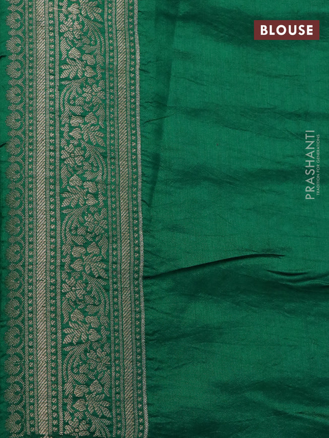 Chiniya silk saree red and green with allover bandhani prints & zari weaves and zari woven border