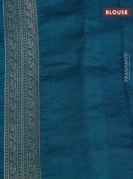 Chiniya silk saree green shade and peacock green with allover bandhani prints & zari weaves and zari woven border