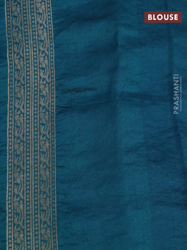 Chiniya silk saree green shade and peacock green with allover bandhani prints & zari weaves and zari woven border