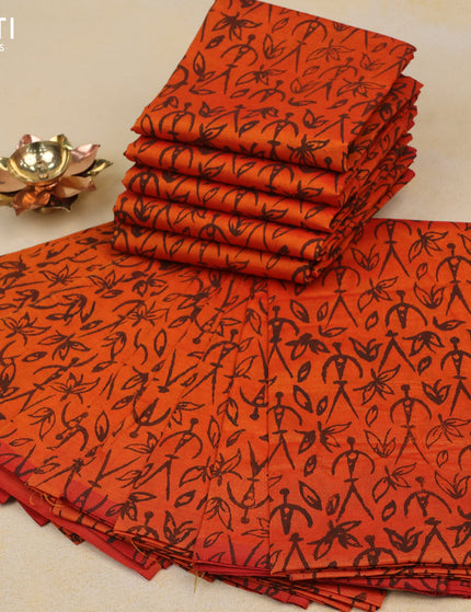 Block printed blouse bits orange - pack of 10