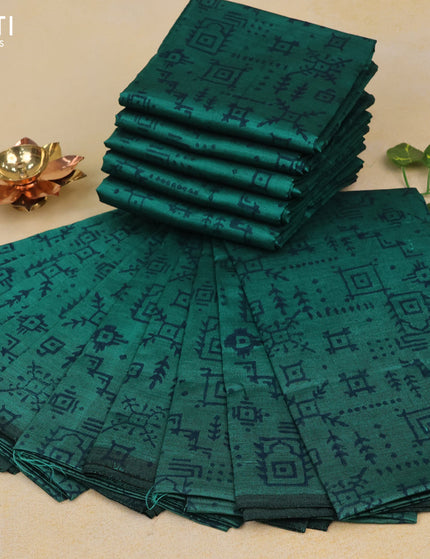 Block printed blouse bits teal green - pack of 10