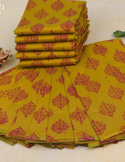 Block printed blouse bits mustard yellow - pack of 10