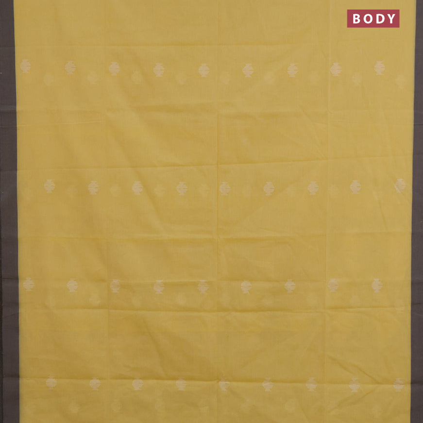 Khadi cotton sarees yellow with allover thread weaves and simple border