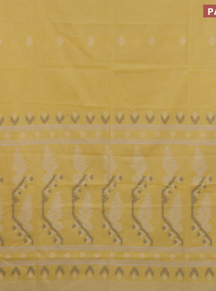 Khadi cotton sarees yellow with allover thread weaves and simple border