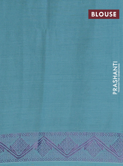 Khadi cotton sarees teal blue with thread woven floral buttas and woven border