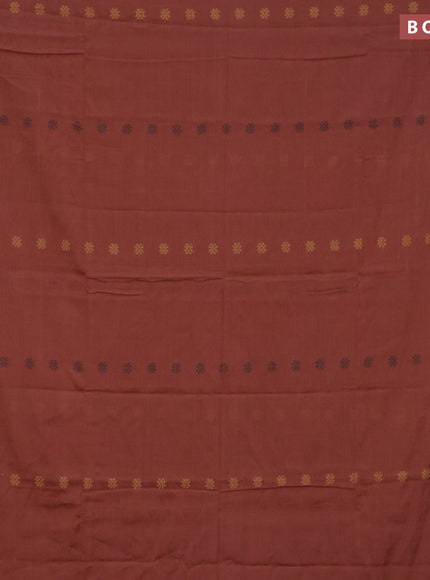 Khadi cotton sarees rust shade with thread woven floral buttas and woven border