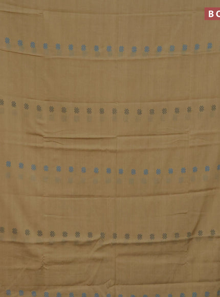 Khadi cotton sarees beige with thread woven floral buttas and woven border