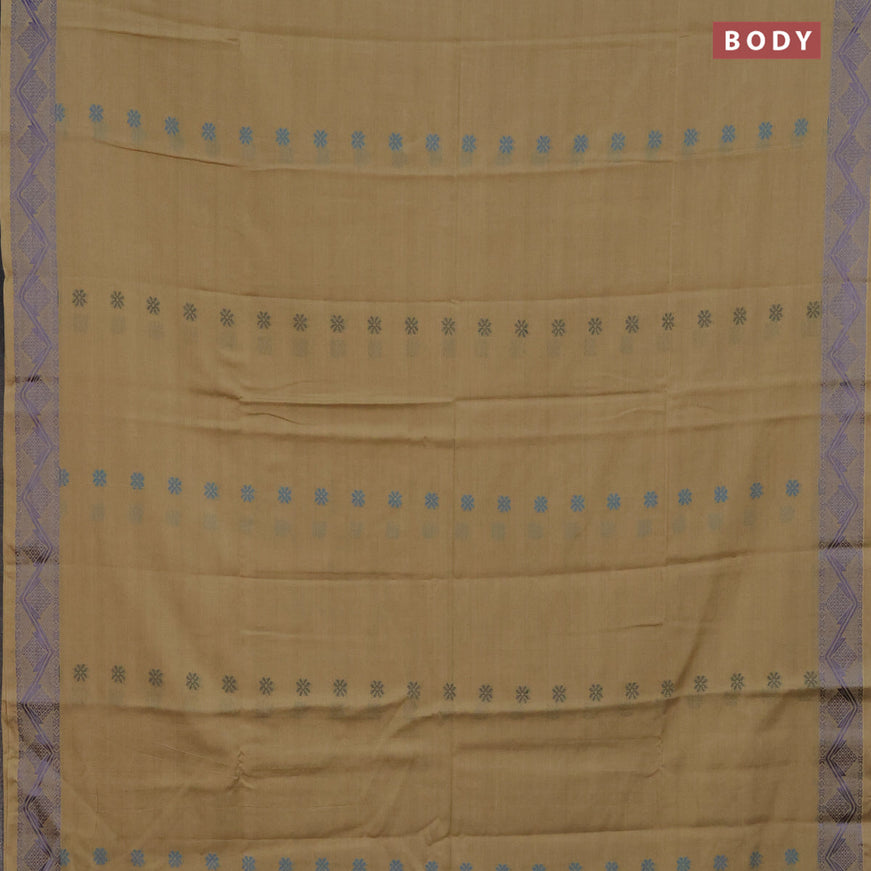 Khadi cotton sarees beige with thread woven floral buttas and woven border