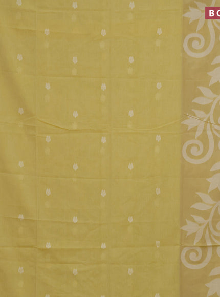 Khadi cotton sarees mustard shade with allover thread woven buttas in borderless style