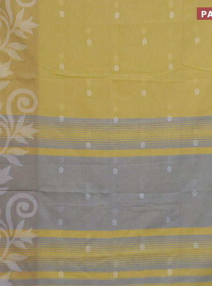 Khadi cotton sarees mustard shade with allover thread woven buttas in borderless style