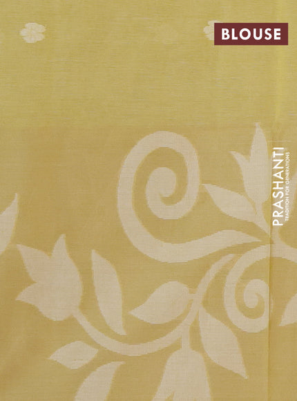 Khadi cotton sarees mustard shade with allover thread woven buttas in borderless style