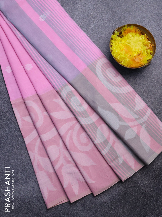 Khadi cotton sarees light pink and pastel pink with allover thread woven buttas in borderless style