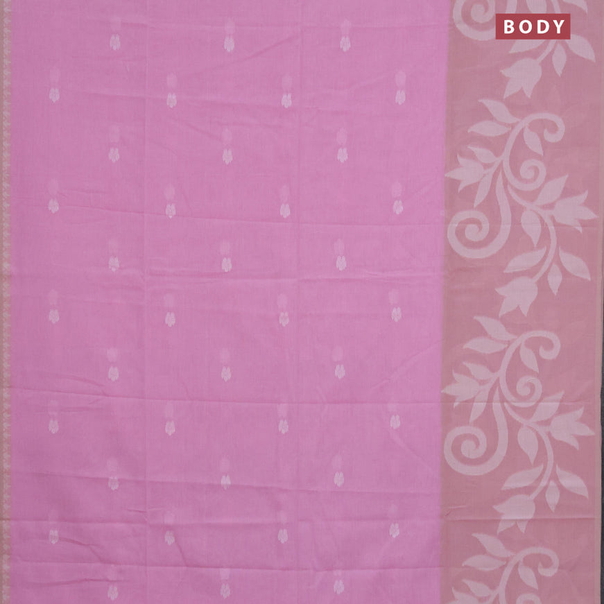 Khadi cotton sarees light pink and pastel pink with allover thread woven buttas in borderless style