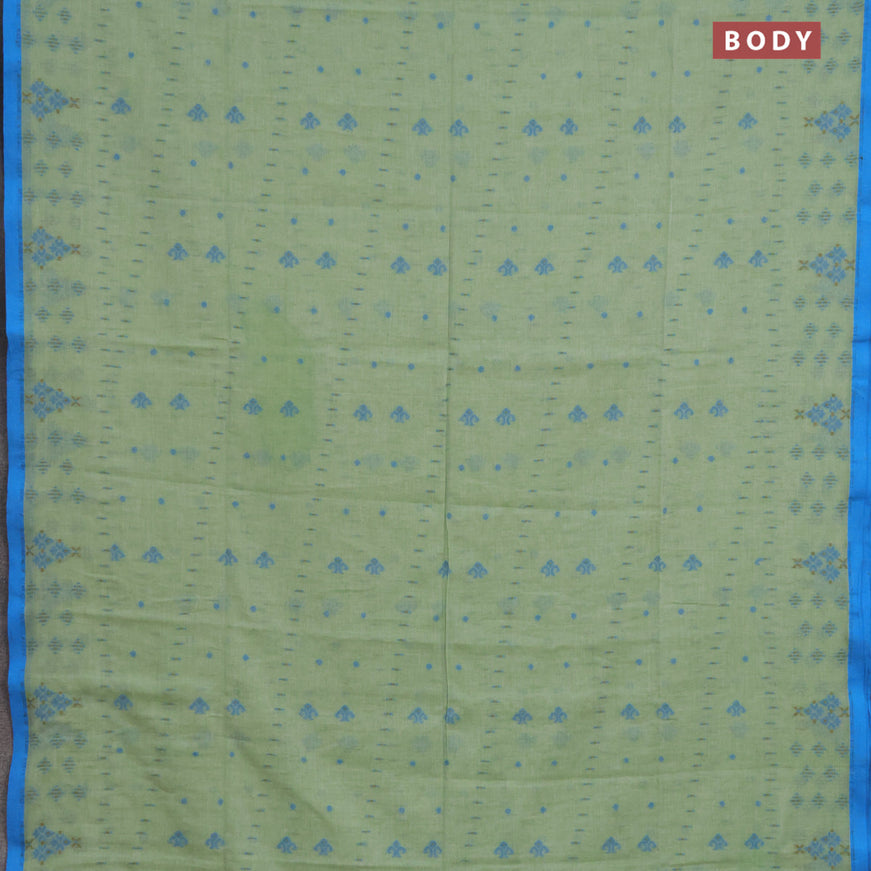 Khadi cotton sarees green shade and cs blue with allover thread woven butta weaves and simple border