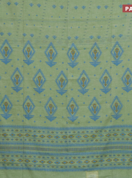 Khadi cotton sarees green shade and cs blue with allover thread woven butta weaves and simple border