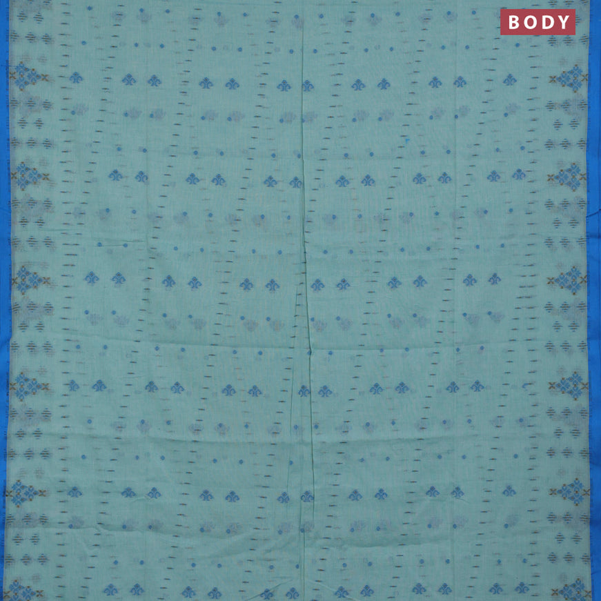 Khadi cotton sarees teal blue and cs blue with allover thread woven butta weaves and simple border