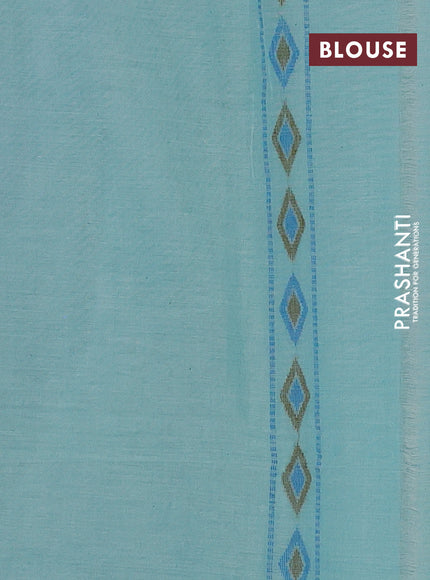 Khadi cotton sarees teal blue and cs blue with allover thread woven butta weaves and simple border