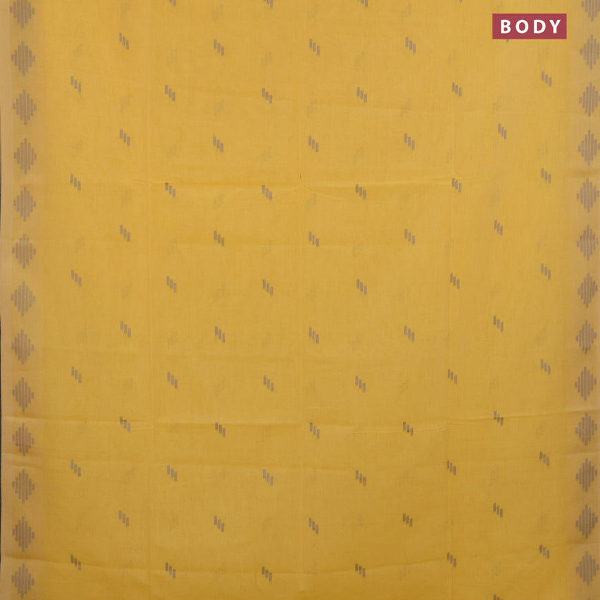 Khadi cotton sarees yellow with allover thread woven buttas and thread woven border